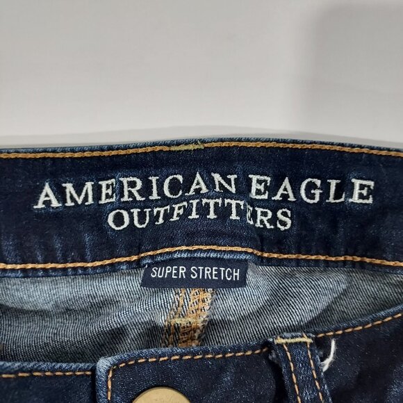 American Eagle Super Stretch Skinny Women Dark Blue Jeans Size 2Long 28x30.5 - Picture 7 of 12